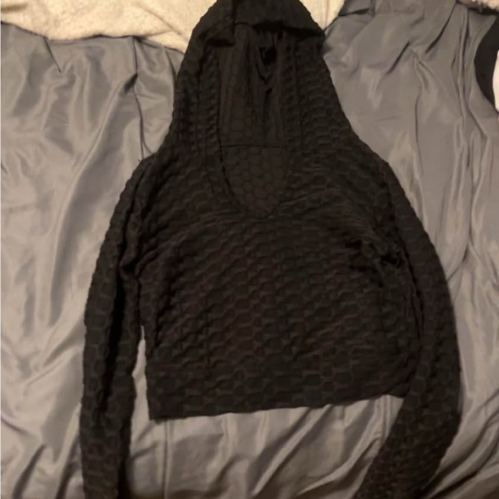 Black Textured Hoodie